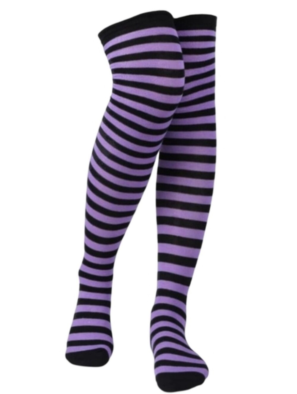 Over the Knee Striped Socks Black Purple Lavender OTK Thigh High Goth Boot Liner